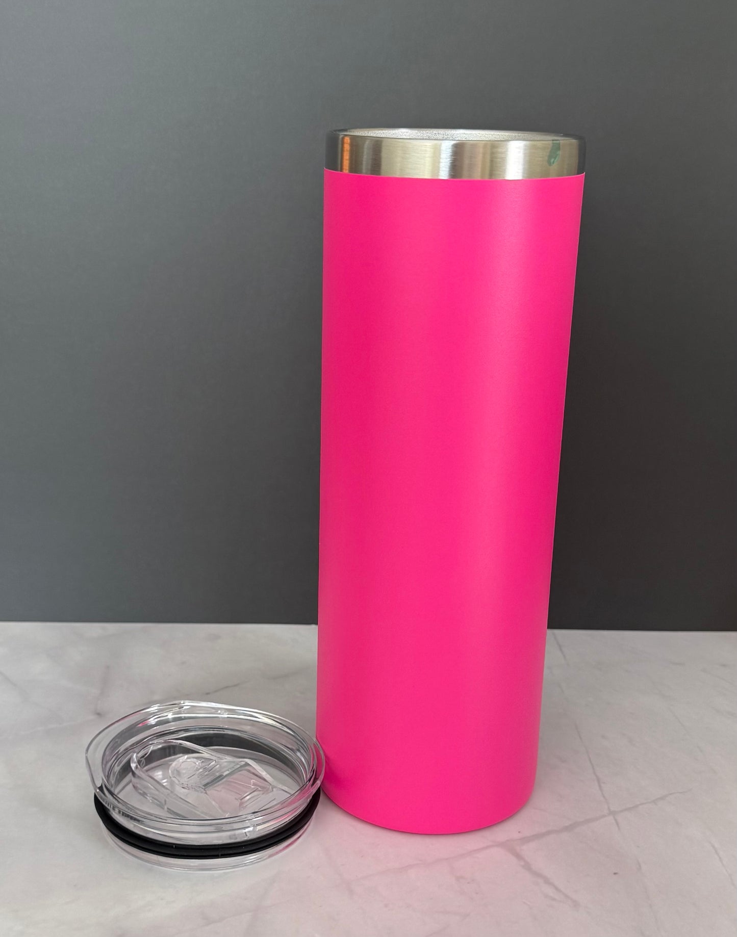 20oz hot pink stainless steel tumbler with straw