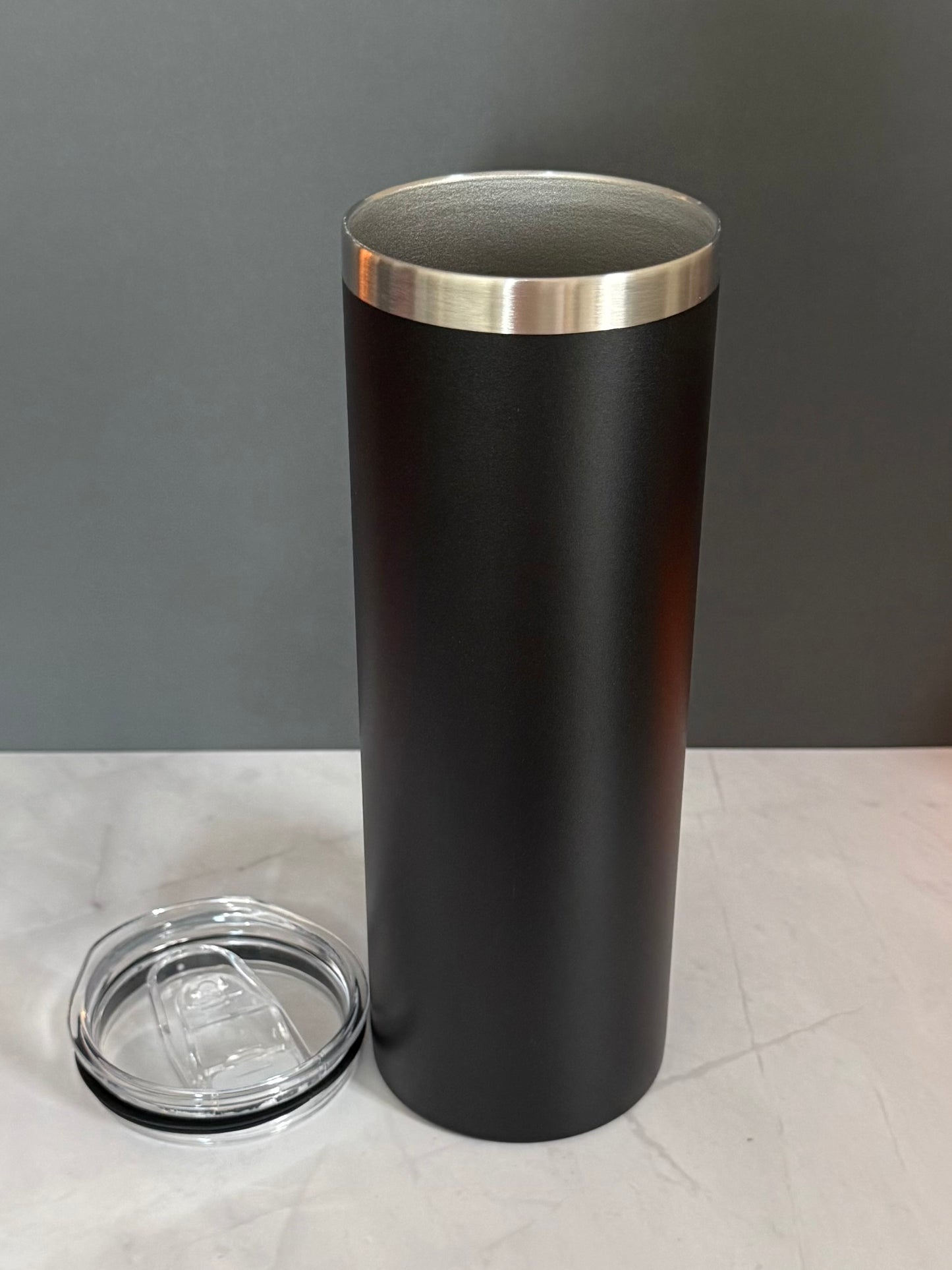 20oz black stainless steel tumbler with straw
