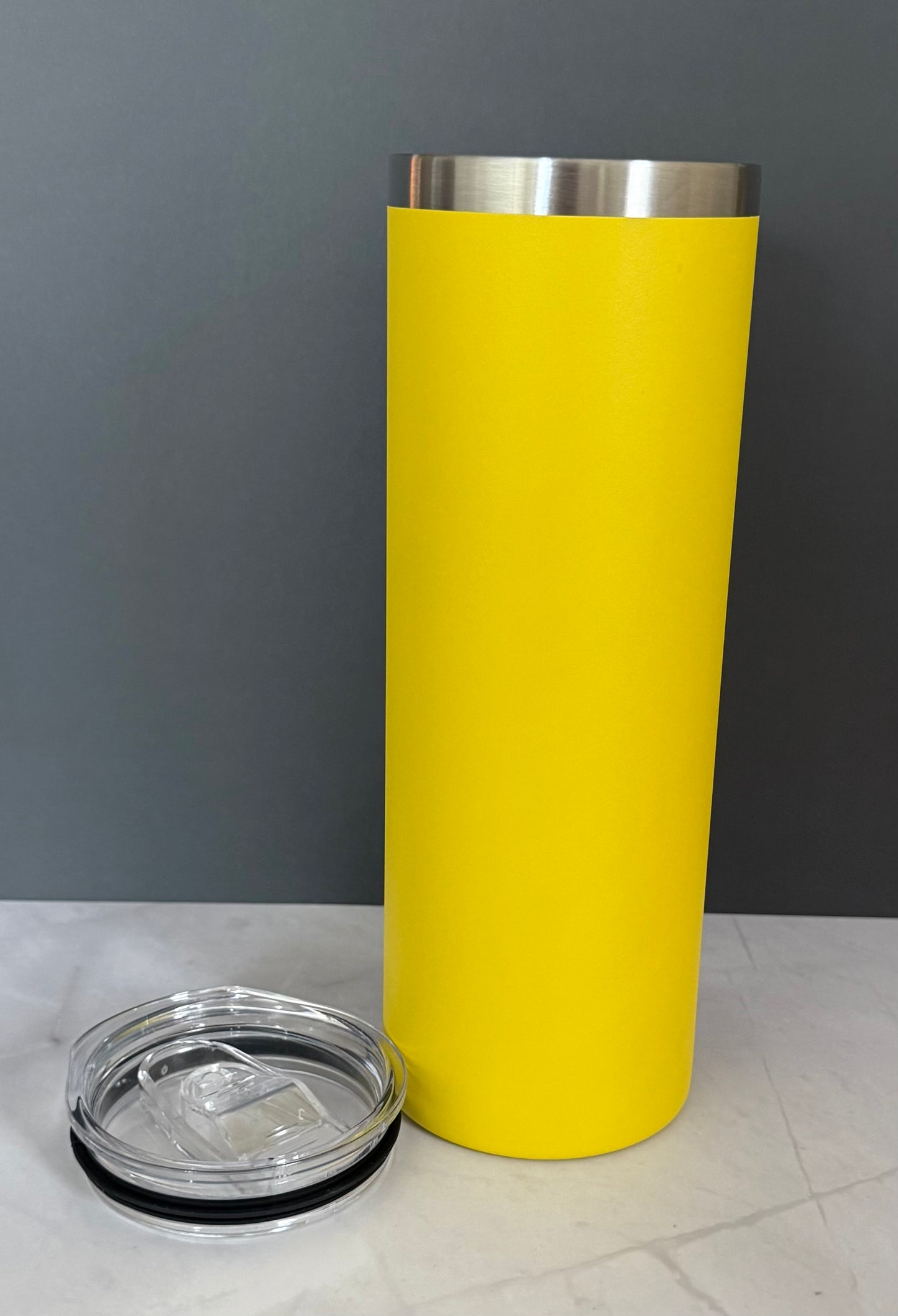 20oz yellow stainless steel tumbler with straw