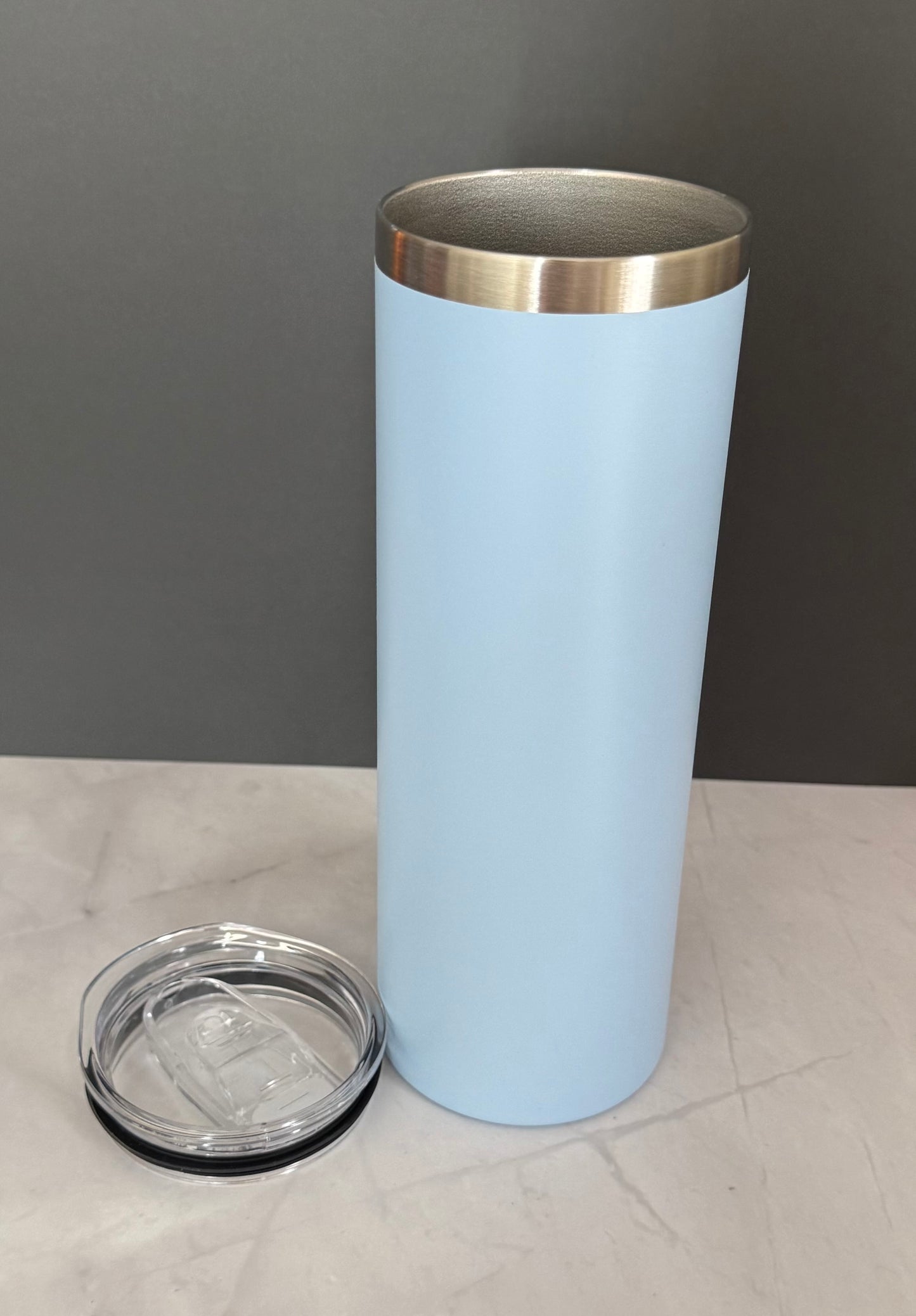 20oz baby blue stainless steel tumbler with straw