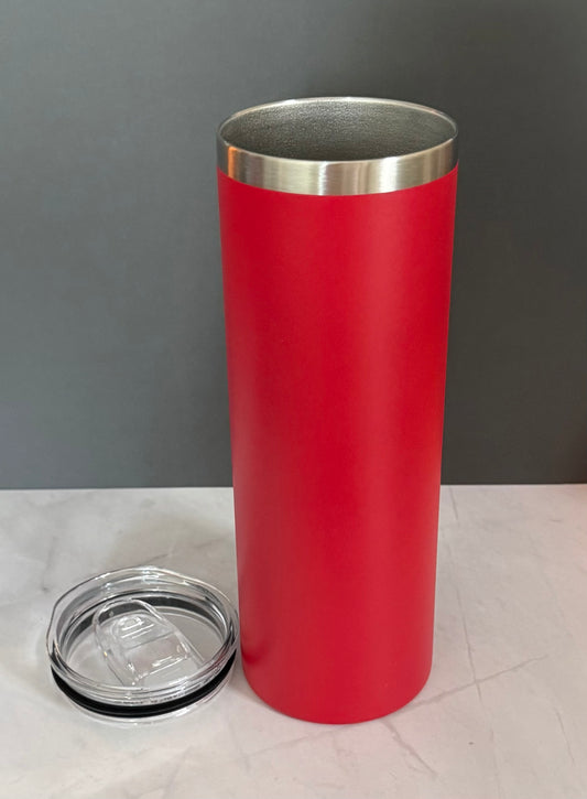 20oz red stainless steel tumbler with straw