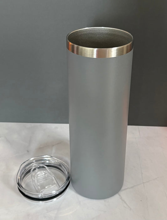 20oz grey stainless steel tumbler with straw